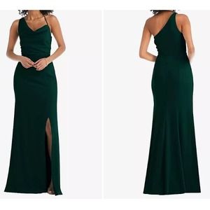 After Six Maxi Dress NWT 1-Shoulder Style 6849 Size 2-R Evergreen 1059:S1392